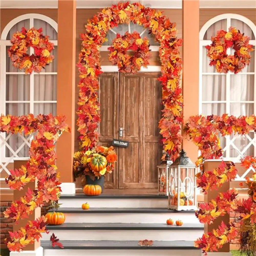 6 Pack 5.8Ft Artificial Maple Leaf Garland -‎ Fall Decor for Home & Thanksgiving